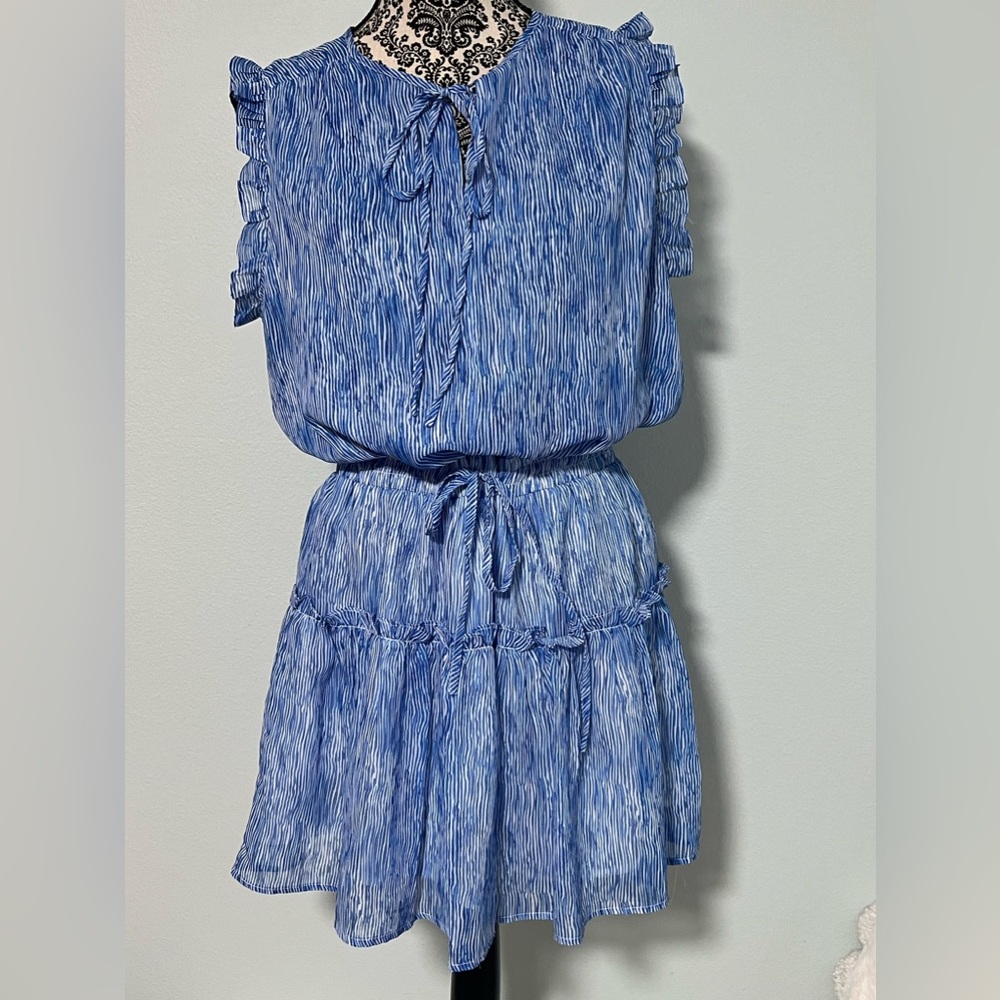 Blue Ruffle Sleeve Dress